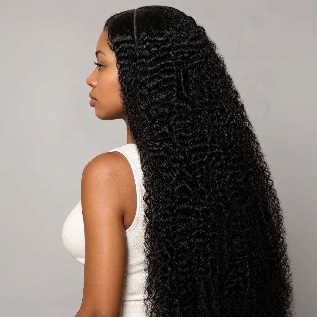 Burmese Curly crochet hair displayed on a white background.